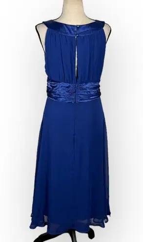 Dressbarn Collection Dress Women's 10 Blue Chiffon Midi A