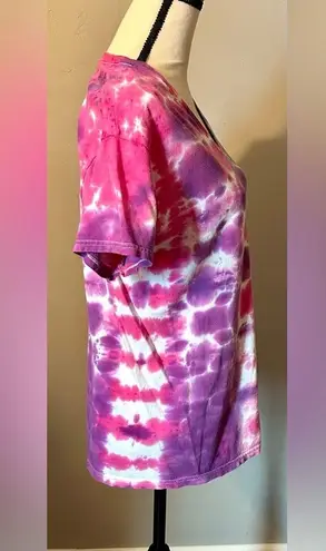 Hanes Purple Blue White Tie Dye V Neck Tee Handmade DIY Homemade Summertime