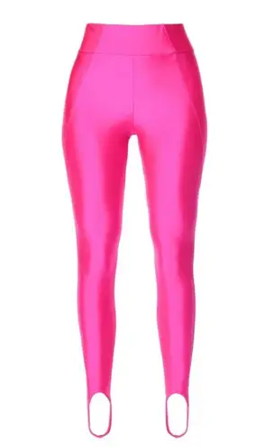 NWT Aggi by Halewski Gia Plastic Pink Pants Leggings Stretchy Neon Sz Medium 38