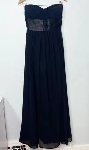 Bill Levkoff Black Bridesmaid Dress Long Formal Gown Strapless Chiffon