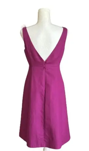 J.Crew  Dress Purple Magenta Sleeveless V-Neck V-Back Cotton Summer Dress Size 6P