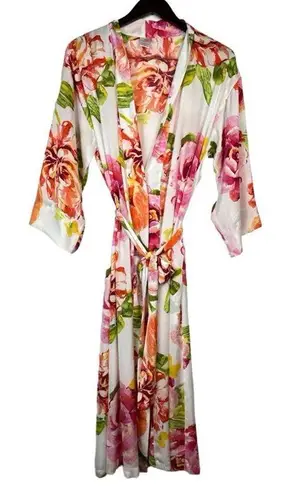 Natori Women’s Classic Colorful Floral Printed Tie Robe Size Medium