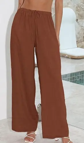 NWT ~ Women's Rust Flowy Palazzo Pants ~ Pockets & Wide Leg ~ Plus Size 2X Brown - Image 1