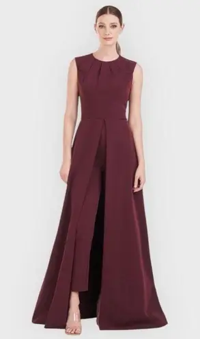 NWOT Kay Unger Zeda Crepe Dress Burgundy Pantsuit Purple Size 0