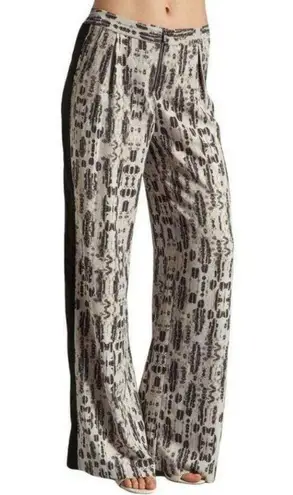 BCBGMAXAZRIA Rasha Black White Gray Leopard Tribal Wide Leg Pants M