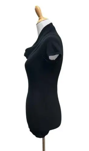 BCBG MaxAzria black short sleeve cowl neck top S retro