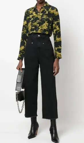 Equipment Scarab Camo Green Multi Slim Signature Silk Shirt