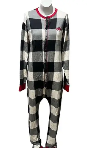 LazyOne Unisex Adult Onesie Pajamas 2XL Buffalo Plaid Flapjack Black Size XXL