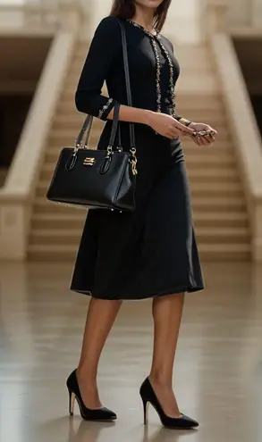 Joseph A Vintage Embellished Black Knit Cardigan Sweater Small Jeweled Embroidered Glam