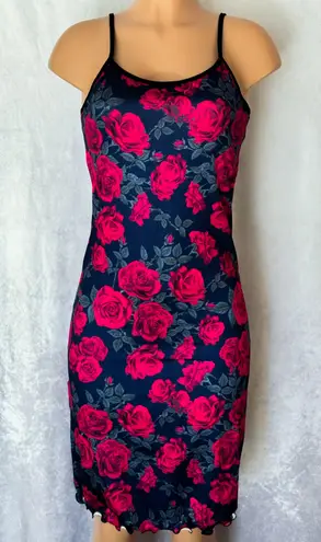 Boutique Pink Rose & Black, Midi, Night Gown