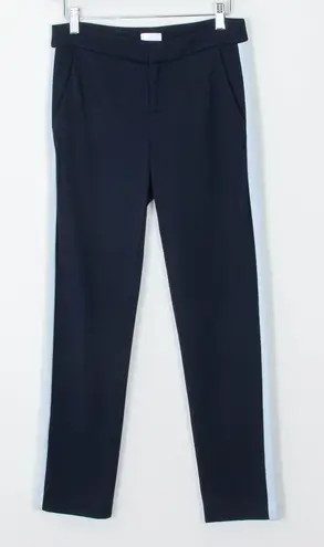 Ecru Sullivan Ponte Tuxedo Stripe Ankle Trouser Pants Navy Blue Womens Size XS