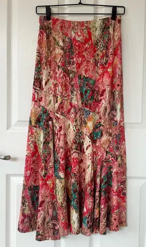 Peruvian Connection Colorful Patchwork Print Midi Skirt