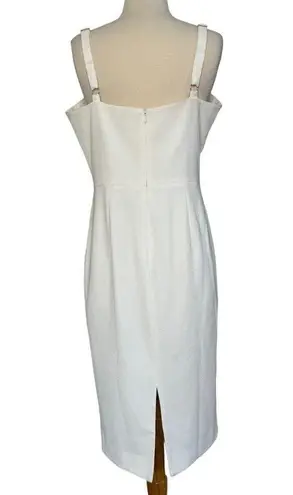 Dress the Population Off White Eve Midi Keyhole Cut Out Slit Sweetheart Dress L