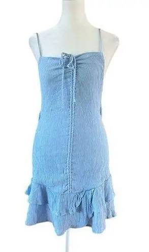 Love Tree  Baby Blue Spaghetti Strap Bottom Ruffle Mini Dress Women’s Size Large