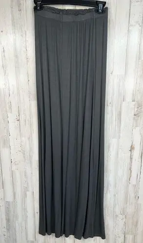 Go Couture Women Dark Charcoal Maxi Skirt Size S Elastic Waist Casual with Slit