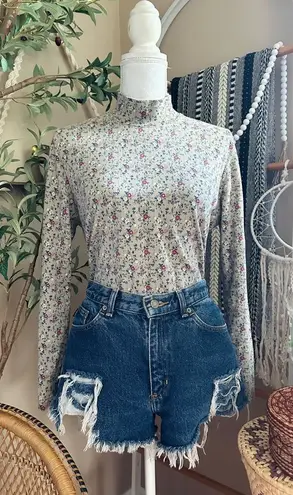 High Sierra Vintage 90s Cottagecore Allover Floral Print Turtleneck