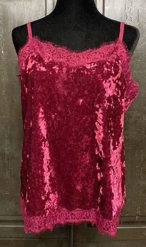 Crushed velvet/lace burgundy /red tank top