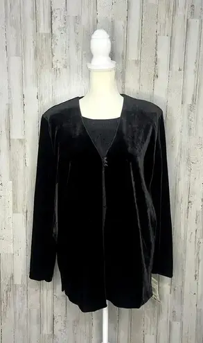 NWT Jantzen Classics Women's Medium Black Velour Blouse & Jacket Set