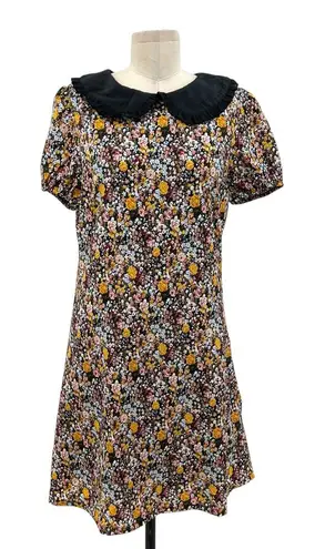 Roolee Floral Print Oversized Collar Neckline Short Sleeve Dress Size Small