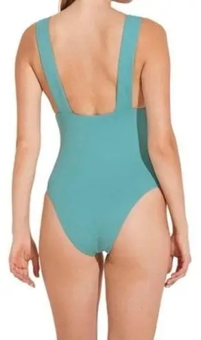 Eberjay NWT Eberjey Vivian textured pique deep V swimsuit ocean blue Large