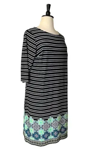 cj banks Shift Dress 3/4 Sleeves Pullover Stripes Stretch Women’s Size 1X Plus