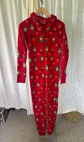 Macy's  Family PJs Christmas Footless Hoodie Pajama Onesie Reindeer Elves S