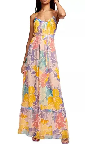 Ramy Brook Ivy Printed Silk Tiered Maxi Dress, Palav, Size XS New w/Tag $585
