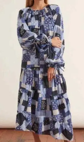 By Malene Birger Malene Birger Amily Printed Patchwork Blue Midi Dress