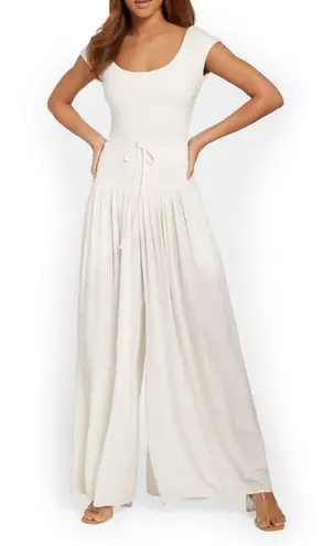 Mustard Seed Off White Smocked Wide-Leg Pant