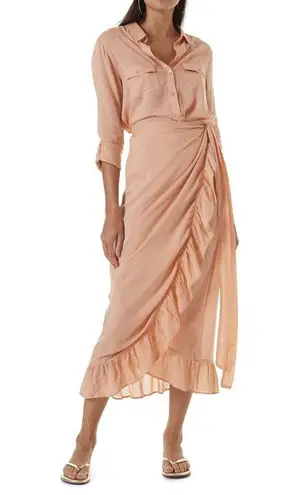 Melissa NWT Odabash Danni Tan Frill Coverup Skirt in Tan Size XS