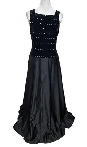 Tadashi Shoji Tadashi Vintage 80s Velvet Satin Ball Gown Black Women’s Size 8 Rhinestone Forma