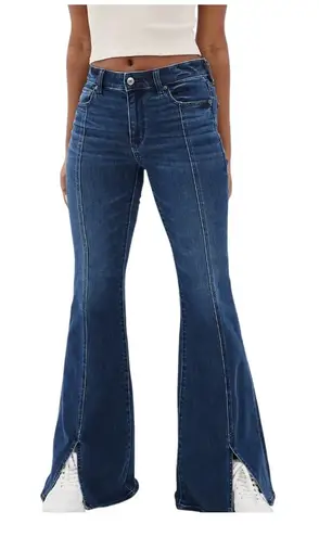 American Eagle Festival Flare Jeans Women Size 8 Short High Rise Dark Wash Denim Blue