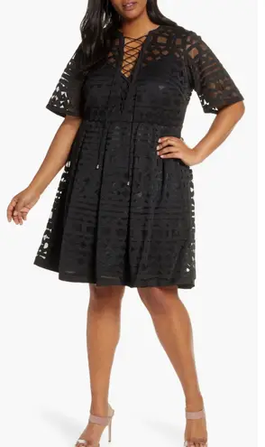 Eloquii Black Embroidered Fit & Flare Dress Size 20