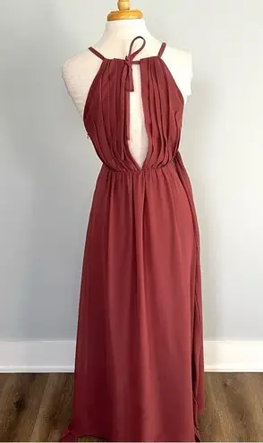 Revelry Eliza Chiffon Rosewood Pink Mauve Bridesmaids Prom Full Length Dress 2