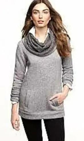 J Crew Small Funnel Cowl Wool Sweatshirt Sweater Wool Blend Gray Pocket Lined