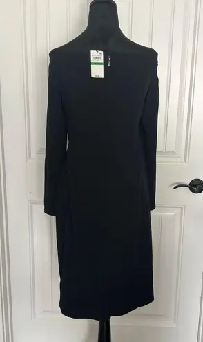 Thalia Sodi Black Sheath Dress with Long Sleeves and Asymmetrical Neckline