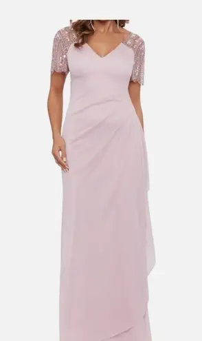 XScape Asymmetrical Purple Pink Gown V-Neck Sleeveless