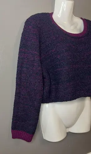 Kerisma Sweater Womens M/L Purple Black Marled Cropped Scoop Neck Knit Pullover
