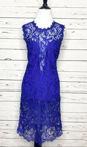 Emilio Pucci Blue Lace Illusion Cocktail Dress Size 10