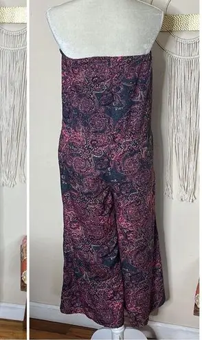 Elan • strapless paisley wide leg jumpsuit