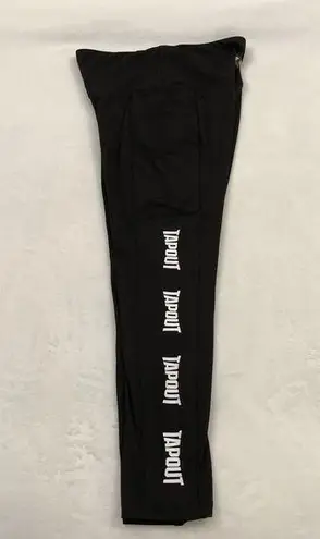 WWE Tapout Black Athletic Hiking Running MMA Yoga Pants Leggings Women’s Size L Size L