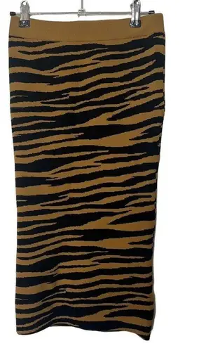 GRLFRND  x Revolve Toni Midi Bodycon Skirt in Zebra Black and Gold Size Small S