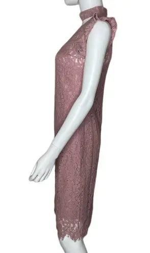 Bar III  Women's Powdery Mauve Ruffle Cap Sleeve Lace Choker A-Line Dress sz M