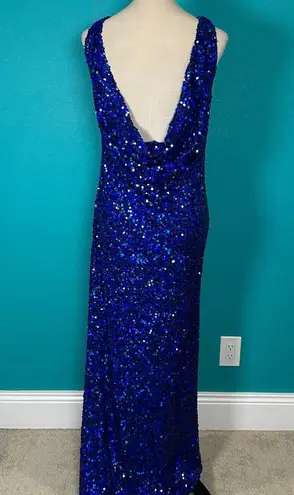 NWT Sachin + Babi Mariah Gown Cobalt Blue Cowl Back Sequin Holiday NYE Size 2