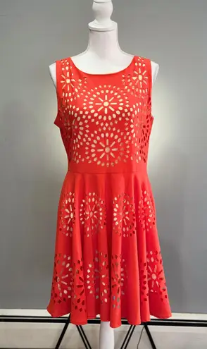 Aryeh CLEARANCE! Orange Laser Cutout A-Line Dress Size L EUC