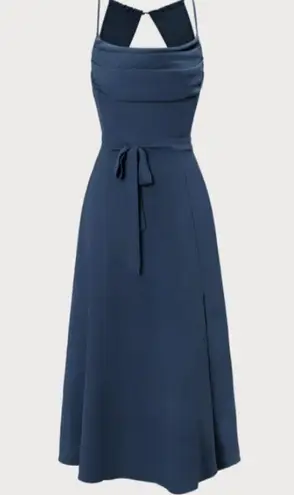 RIHOAS Previous Next The Navy Cowl Neck Cutout Back Maxi Dress 22 Blue