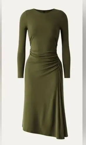 OGL Light Thermal Tencel Asymmetrical Midi Dress Olive Berry Size Medium Green