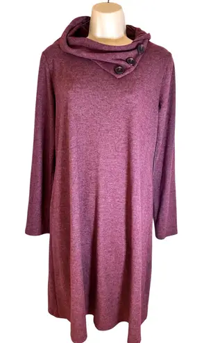 French Grey NWT Anita Sweater Dress Burgundy Size L Button Cowl Neck Cozy Knit