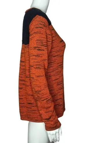 Haiku Sweater Womens Size S Orange Black Marled Knit Crochet Accents Square Neck