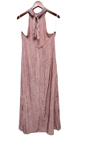 Faithfull the Brand Halter Mirror Door Striped Maxi Dress Slit Sides Size 6